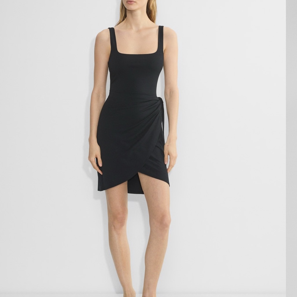 Aritzia Black Asymmetrical Ruched Cocktail Dress
